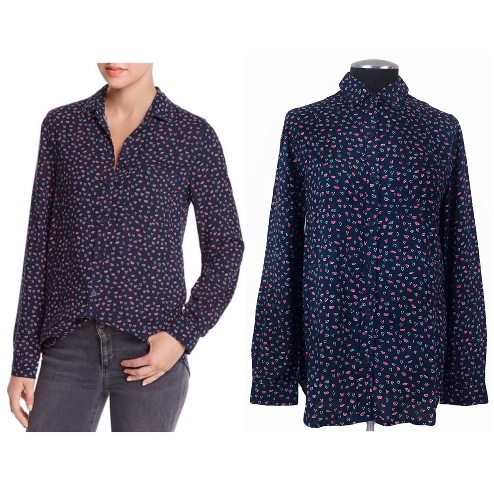 Beachlunchlounge - Alana Heart Print Button Down Top - Small - NWT